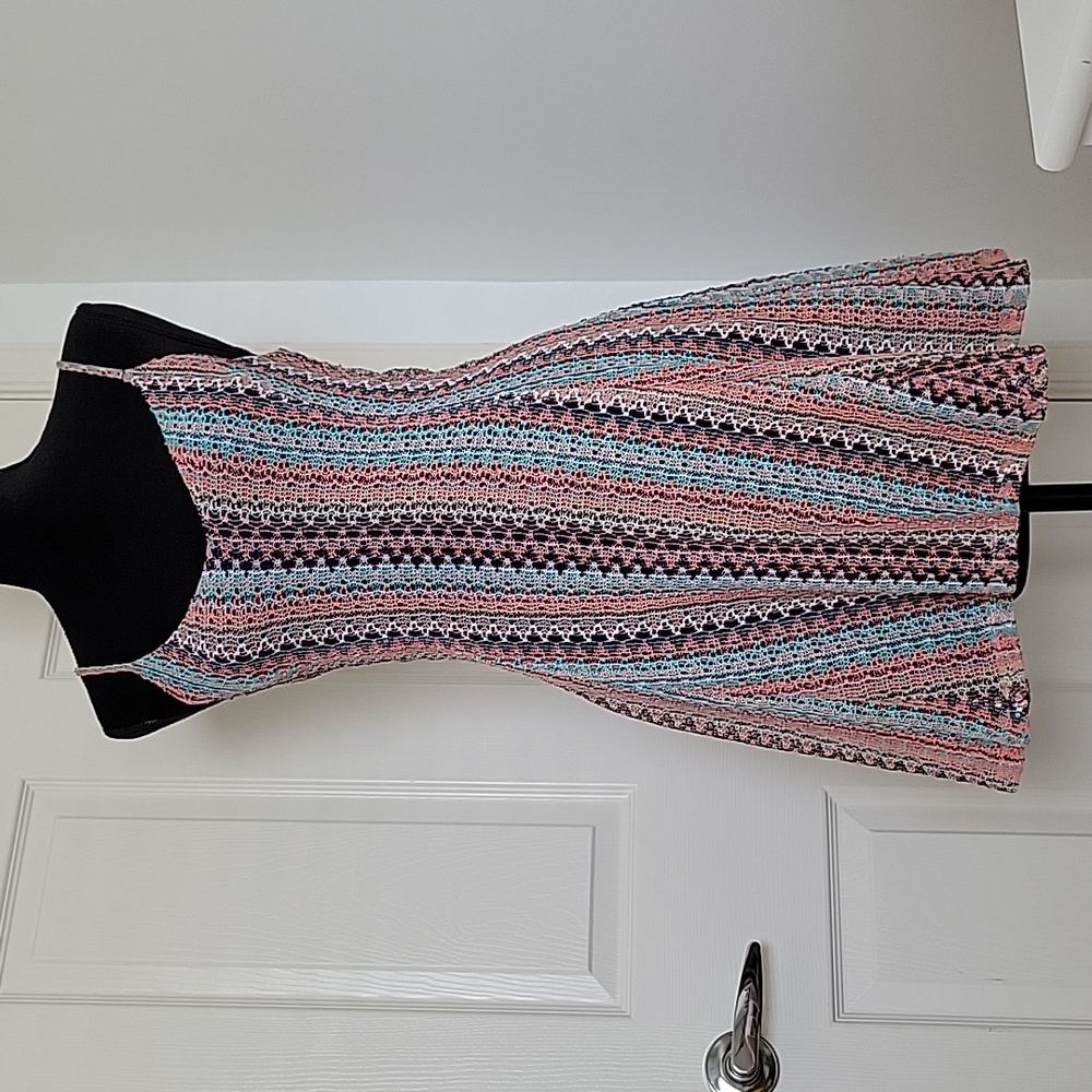 DESIGN LAB LORD & TAYLOR Crochet-Overlay A-Line Dress Size:M
